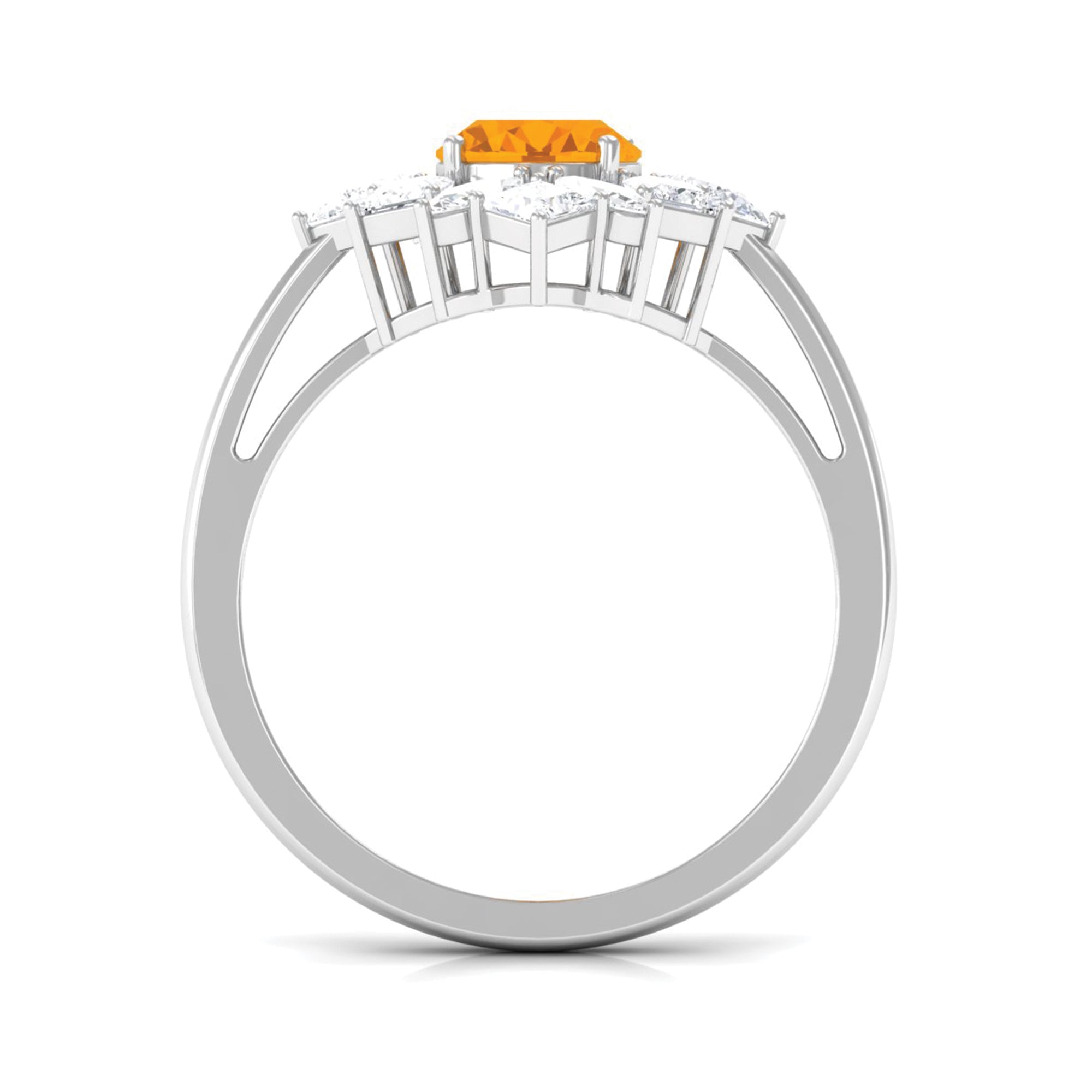 2.25 CT Oval Fire Opal Cocktail Engagement Ring with Moissanite Fire Opal - ( AAA ) - Quality - Rosec Jewels