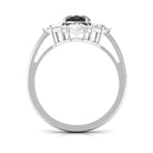 2.25 CT Oval Black Spinel Cocktail Ring with Moissanite Black Spinel - ( AAA ) - Quality - Rosec Jewels