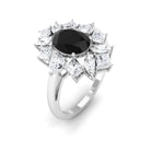 2.25 CT Oval Black Spinel Cocktail Ring with Moissanite Black Spinel - ( AAA ) - Quality - Rosec Jewels