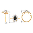 2.25 CT Oval Black Spinel Cocktail Ring with Moissanite Black Spinel - ( AAA ) - Quality - Rosec Jewels