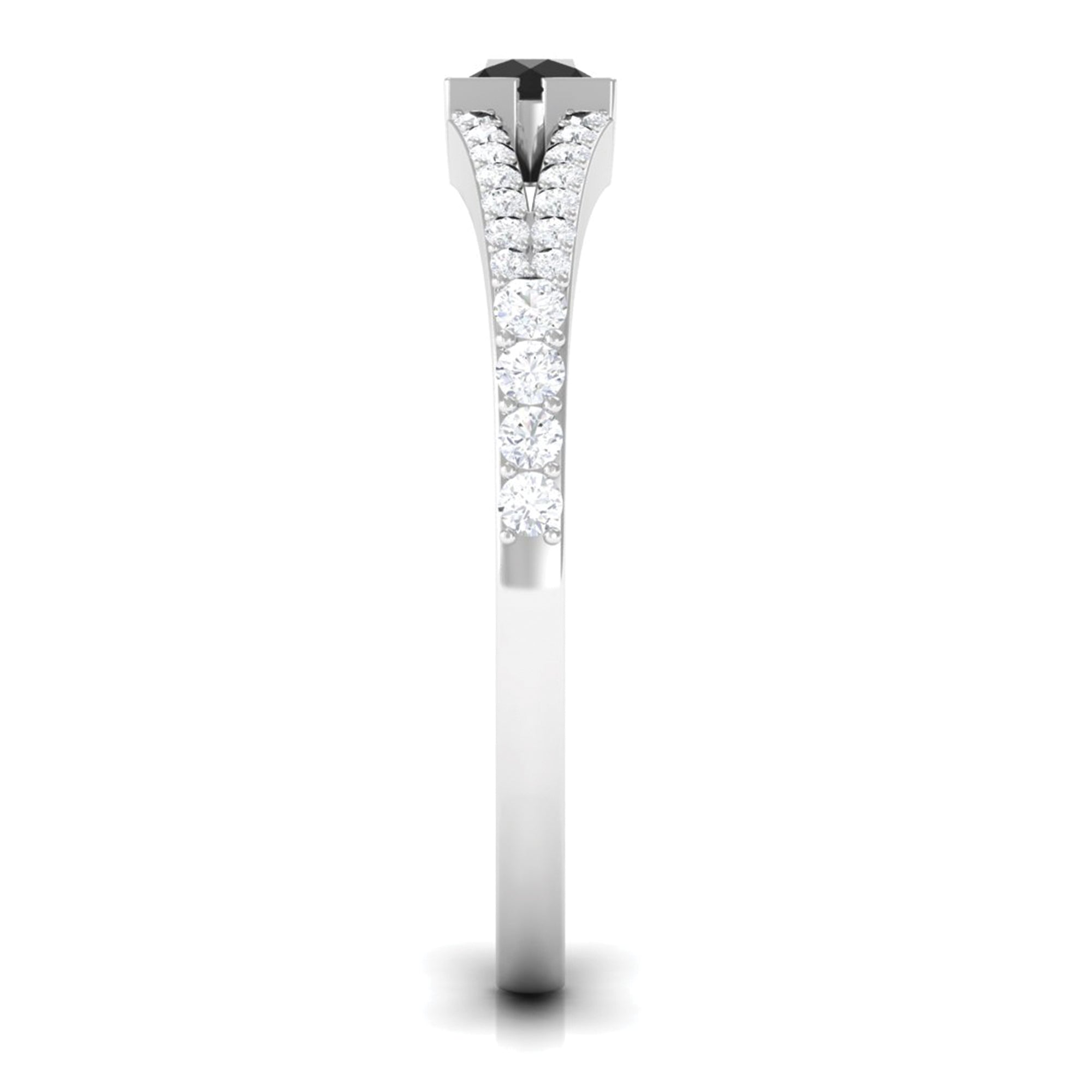 3/4 CT Minimal Black Diamond and Diamond Promise Ring with Split Shank Black Diamond - ( AAA ) - Quality - Rosec Jewels