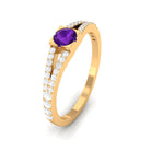 Minimal Amethyst and Diamond Split Shank Promise Ring Amethyst - ( AAA ) - Quality - Rosec Jewels