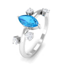 Swiss Blue Topaz Solitaire Scatter Ring with Diamond Swiss Blue Topaz - ( AAA ) - Quality - Rosec Jewels