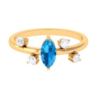 Swiss Blue Topaz Solitaire Scatter Ring with Diamond Swiss Blue Topaz - ( AAA ) - Quality - Rosec Jewels