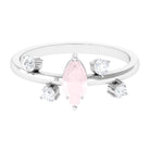 Marquise Cut Rose Quartz Scatter Ring with Diamond Stones Rose Quartz - ( AAA ) - Quality - Rosec Jewels