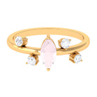 Marquise Cut Rose Quartz Scatter Ring with Diamond Stones Rose Quartz - ( AAA ) - Quality - Rosec Jewels