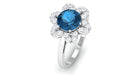 2 CT London Blue Topaz and Diamond Cocktail Flower Ring London Blue Topaz - ( AAA ) - Quality - Rosec Jewels