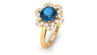 2 CT London Blue Topaz and Diamond Cocktail Flower Ring London Blue Topaz - ( AAA ) - Quality - Rosec Jewels