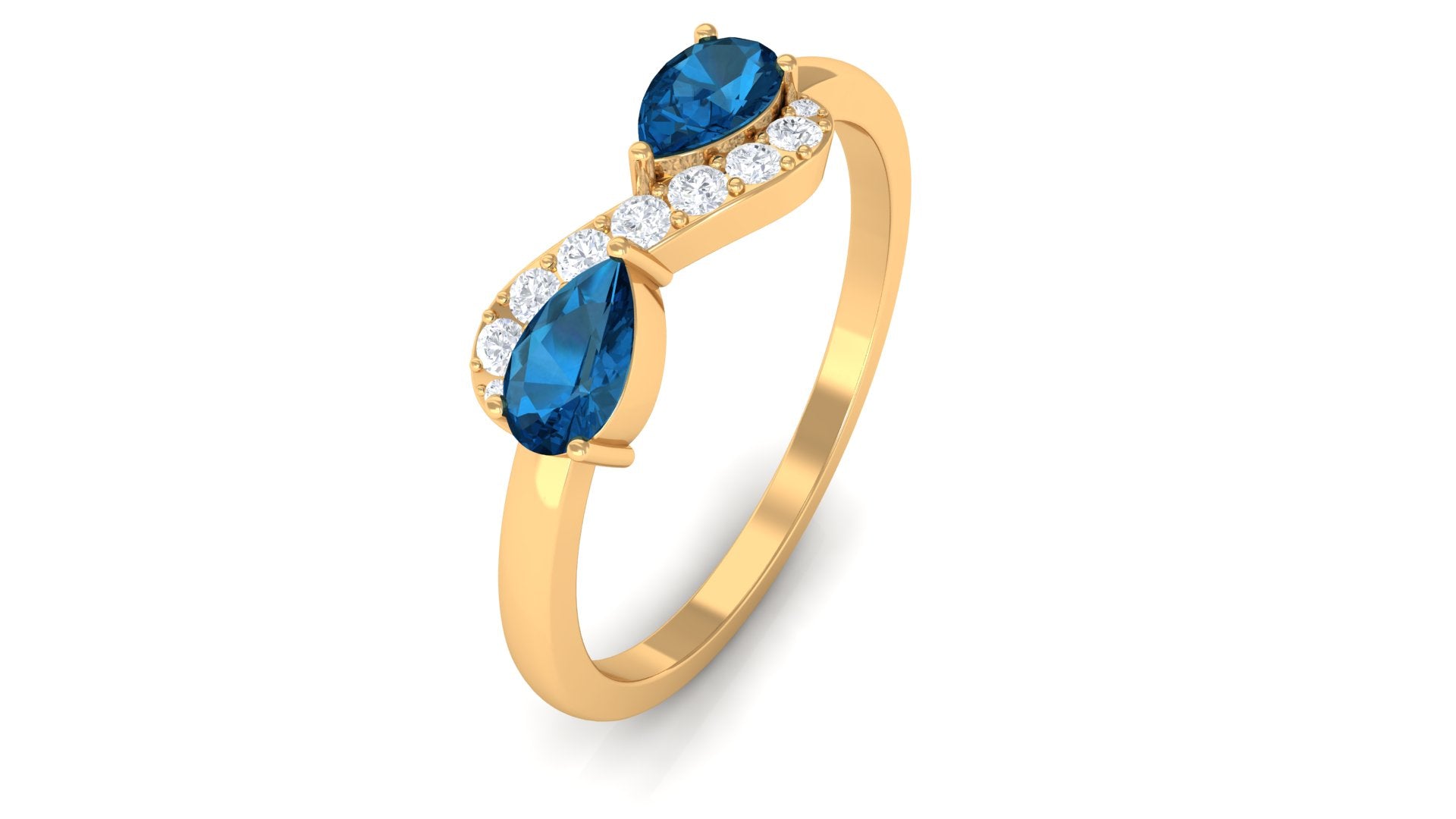 3/4 CT London Blue Topaz Infinity Promise Ring with Diamond London Blue Topaz - ( AAA ) - Quality - Rosec Jewels