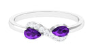 1/2 CT Pear Amethyst Infinity Promise Ring with Diamond Amethyst - ( AAA ) - Quality - Rosec Jewels