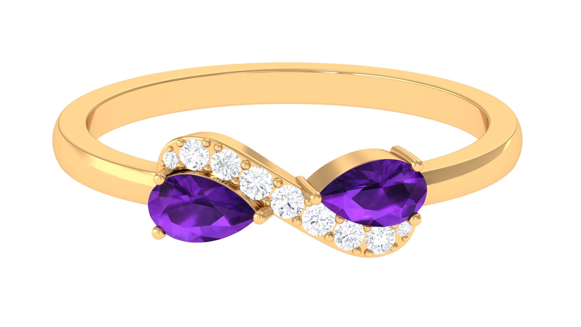 1/2 CT Pear Amethyst Infinity Promise Ring with Diamond Amethyst - ( AAA ) - Quality - Rosec Jewels