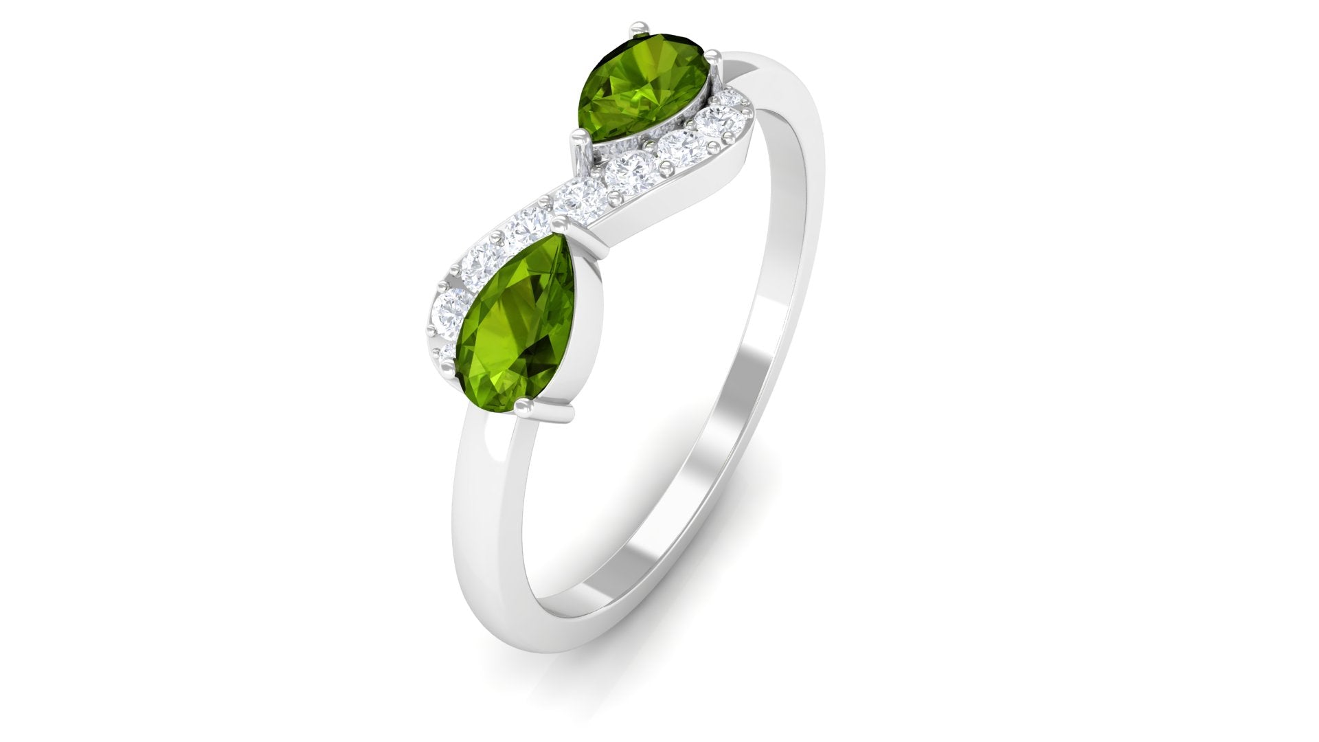 1/2 CT Real Peridot Infinity Promise Ring with Diamond Stones Peridot - ( AAA ) - Quality - Rosec Jewels