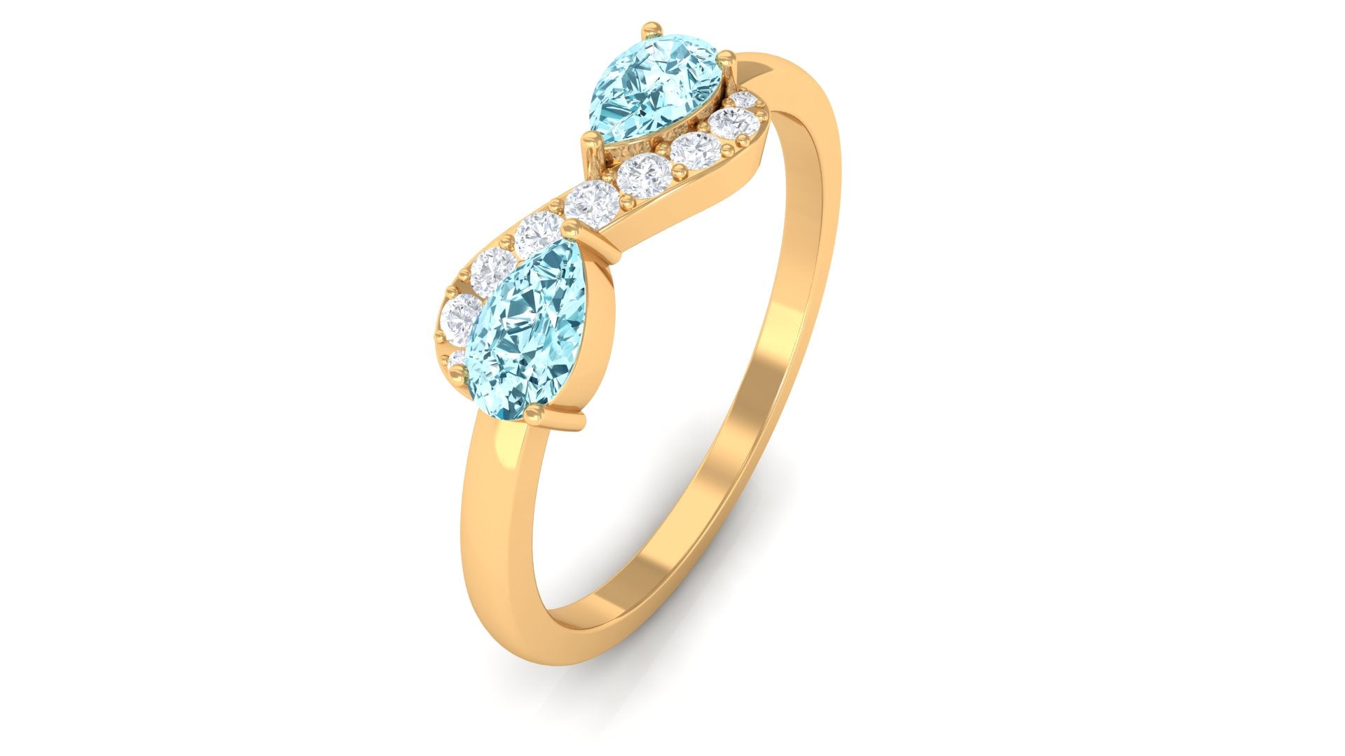 1/2 CT Pear Aquamarine Infinity Promise Ring with Diamond Aquamarine - ( AAA ) - Quality - Rosec Jewels