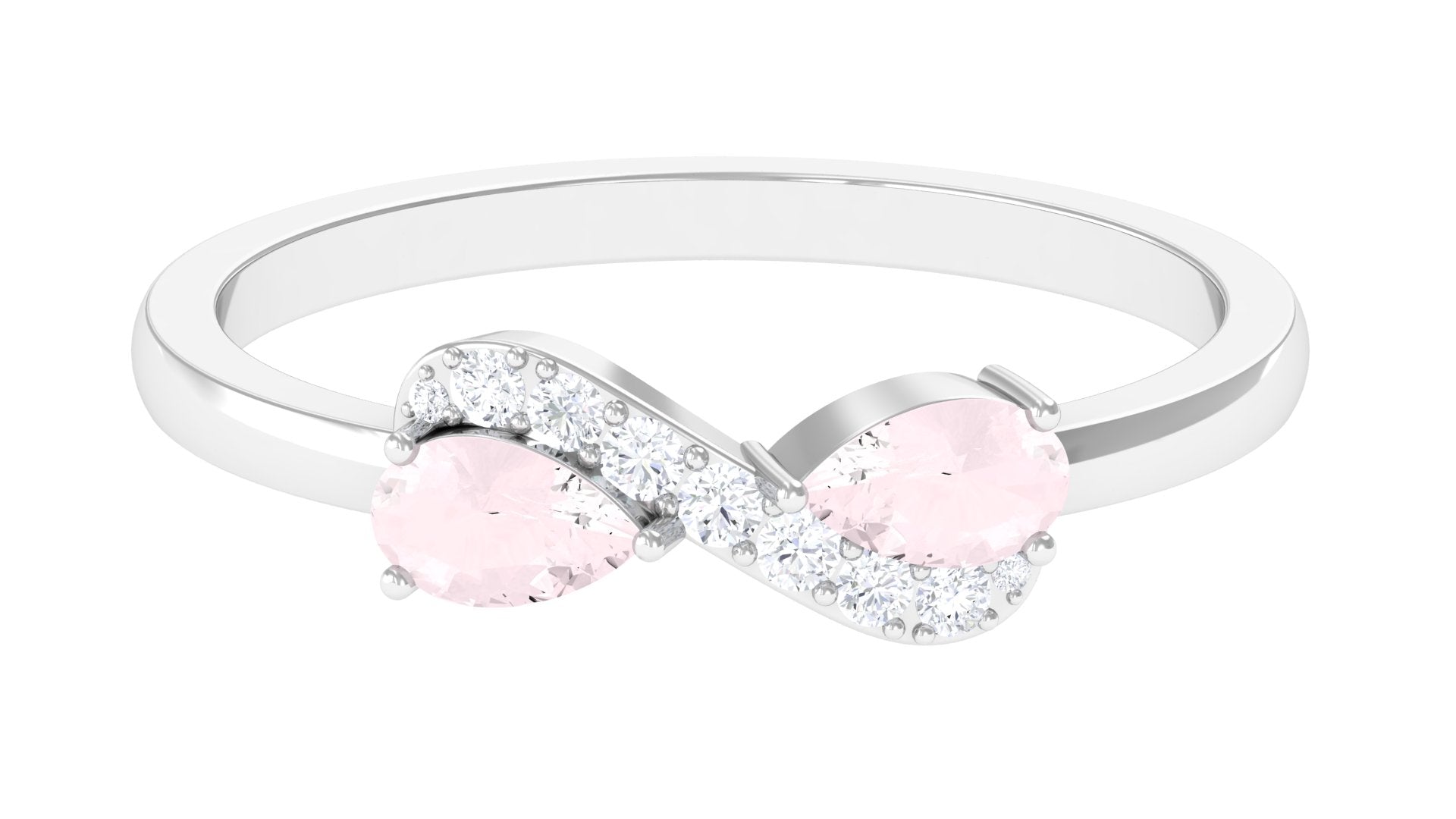 0.50 CT Rose Quartz Infinity Promise Ring with Diamond Stones Rose Quartz - ( AAA ) - Quality - Rosec Jewels