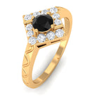 Minimal Black and White Diamond Textured Ring Black Diamond - ( AAA ) - Quality - Rosec Jewels