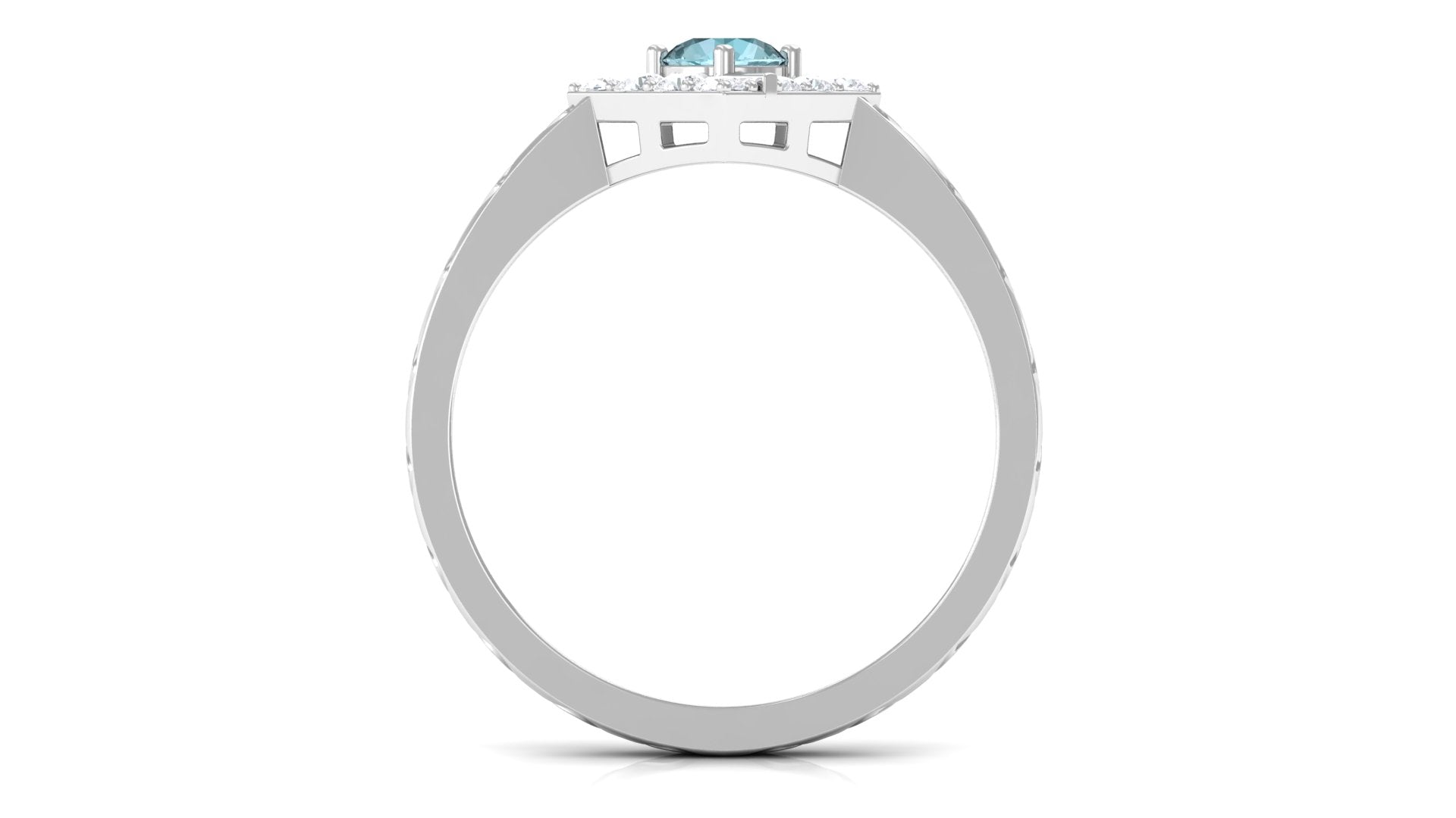 Sky Blue Topaz and Diamond Minimal Ring with Textured Details Sky Blue Topaz - ( AAA ) - Quality - Rosec Jewels