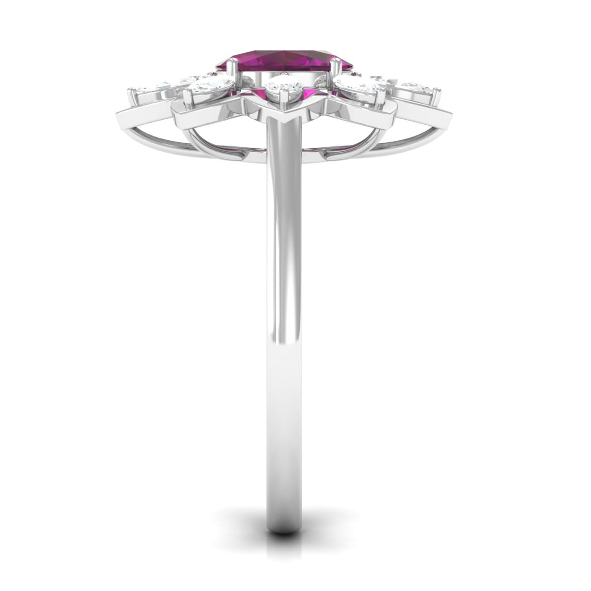 1.75 CT Natural Rhodolite Cocktail Ring Moissanite Stones Rhodolite - ( AAA ) - Quality - Rosec Jewels