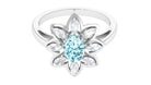 1.25 Ct Oval Aquamarine Flower Cocktail Ring with Moissanite Aquamarine - ( AAA ) - Quality - Rosec Jewels