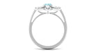 1.25 Ct Oval Aquamarine Flower Cocktail Ring with Moissanite Aquamarine - ( AAA ) - Quality - Rosec Jewels