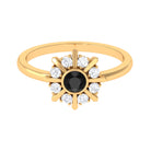 3/4 CT Natural Black Diamond and Diamond Statement Ring Black Diamond - ( AAA ) - Quality - Rosec Jewels