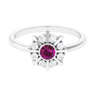 0.75 CT Real Rhodolite Statement Ring with Diamond Stones Rhodolite - ( AAA ) - Quality - Rosec Jewels