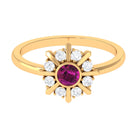 0.75 CT Real Rhodolite Statement Ring with Diamond Stones Rhodolite - ( AAA ) - Quality - Rosec Jewels