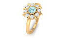 1/2 Carat Bezel Set Aquamarine Statement Ring with Diamond Aquamarine - ( AAA ) - Quality - Rosec Jewels