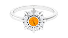 1/2 Carat Bezel Set Fire Opal Statement Ring with Diamond Fire Opal - ( AAA ) - Quality - Rosec Jewels