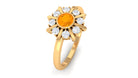 1/2 Carat Bezel Set Fire Opal Statement Ring with Diamond Fire Opal - ( AAA ) - Quality - Rosec Jewels