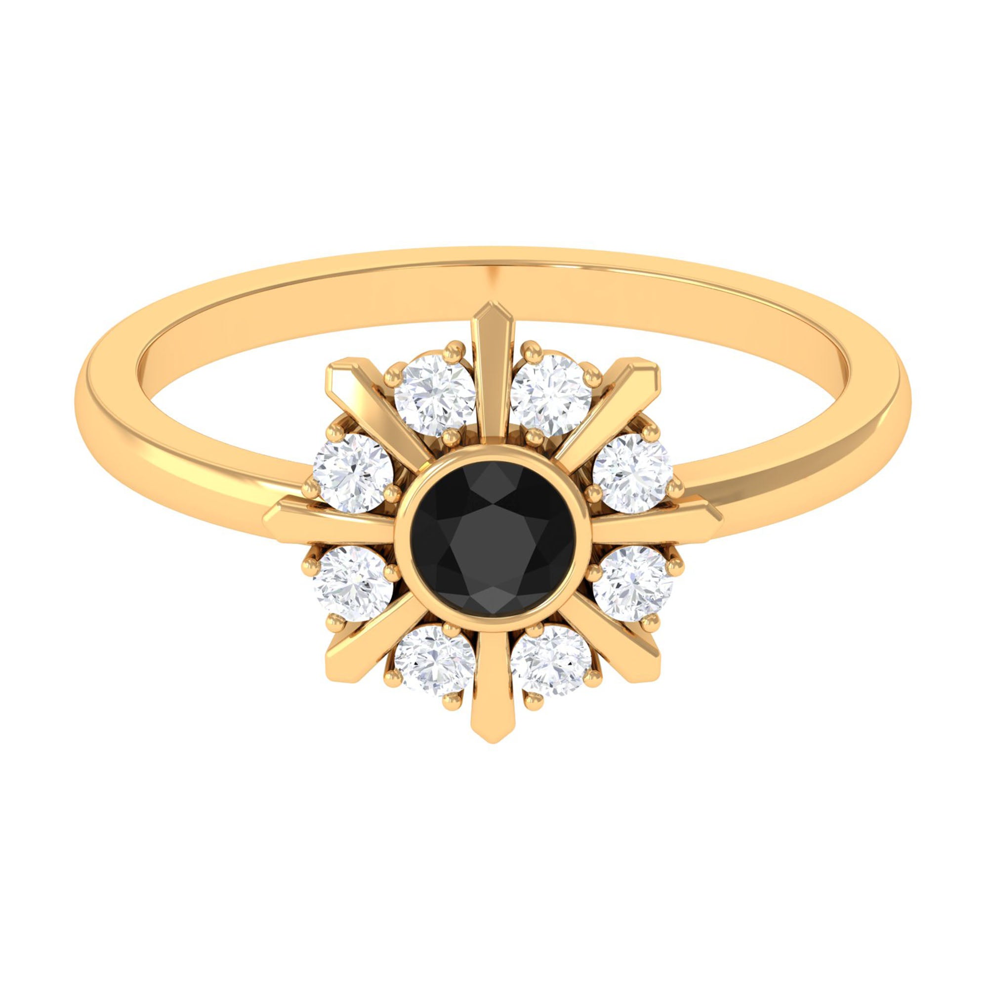 3/4 CT Black Spinel and Diamond Statement Ring Black Spinel - ( AAA ) - Quality - Rosec Jewels