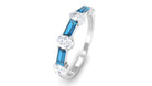 1.25 CT London Blue Topaz and Diamond Semi Eternity Ring London Blue Topaz - ( AAA ) - Quality - Rosec Jewels