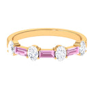 1.25 CT Natural Pink Tourmaline Semi Eternity Ring with Moissanite Pink Tourmaline - ( AAA ) - Quality - Rosec Jewels