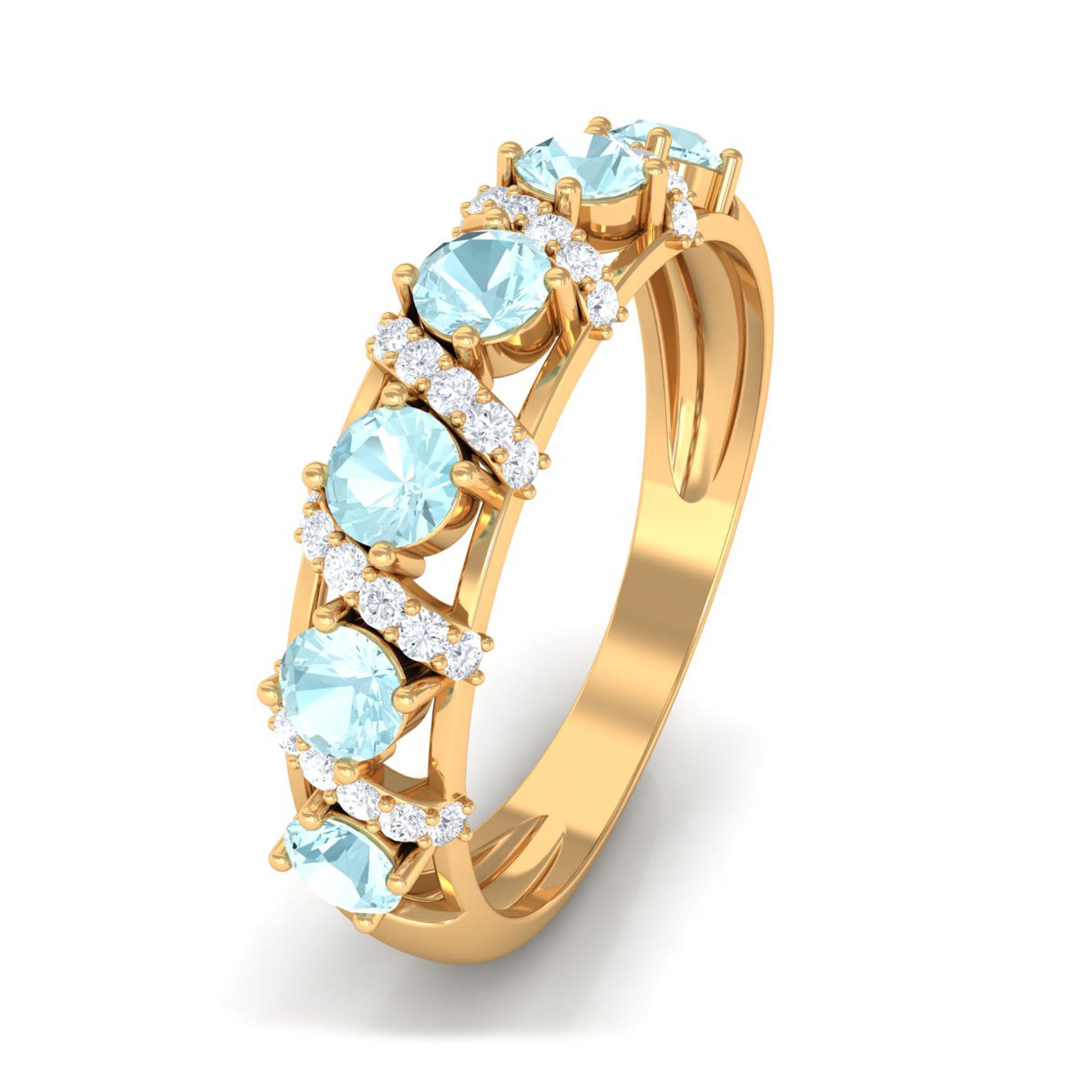 3/4 CT Sky Blue Topaz Designer Anniversary Band with Diamond Sky Blue Topaz - ( AAA ) - Quality - Rosec Jewels