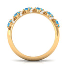 Designer Swiss Blue Topaz Anniversary Ring with Diamond Swiss Blue Topaz - ( AAA ) - Quality - Rosec Jewels