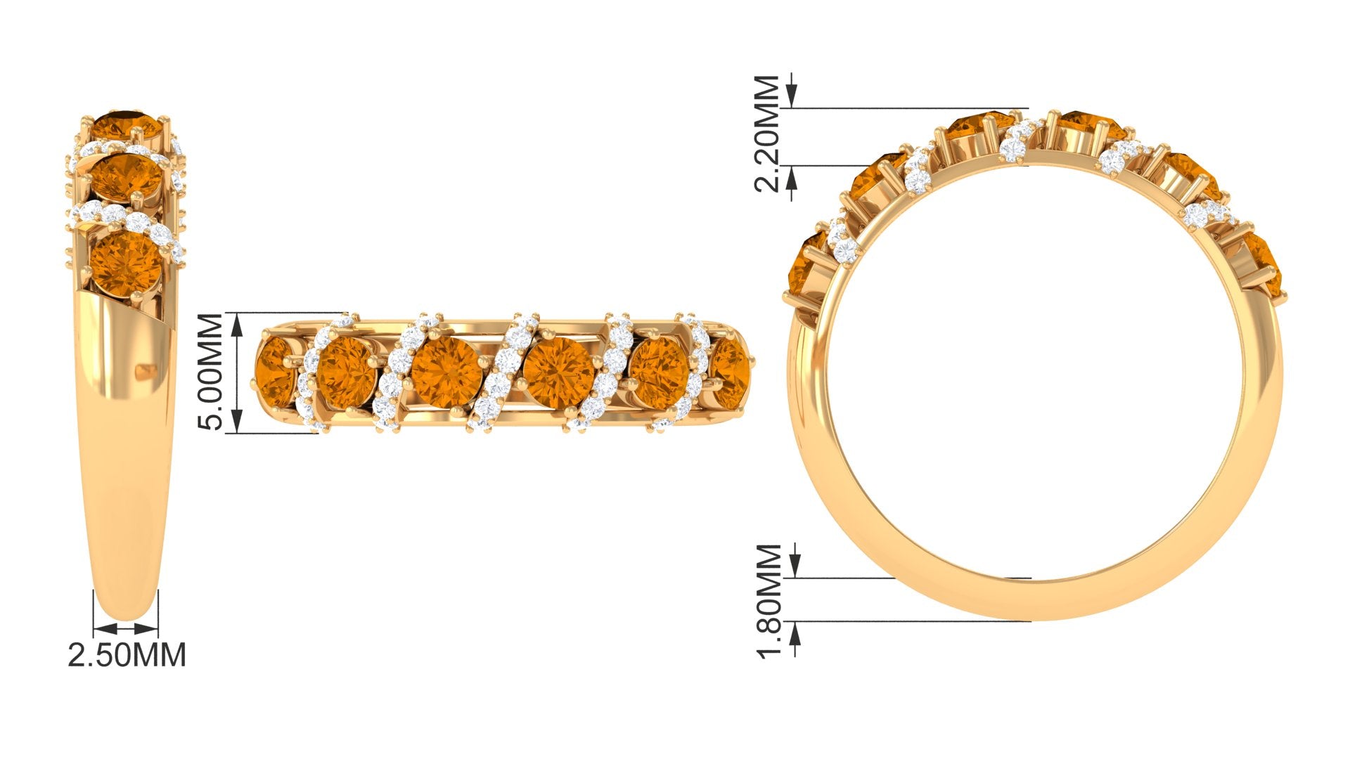 0.75 CT Designer Citrine Anniversary Ring with Diamond Citrine - ( AAA ) - Quality - Rosec Jewels