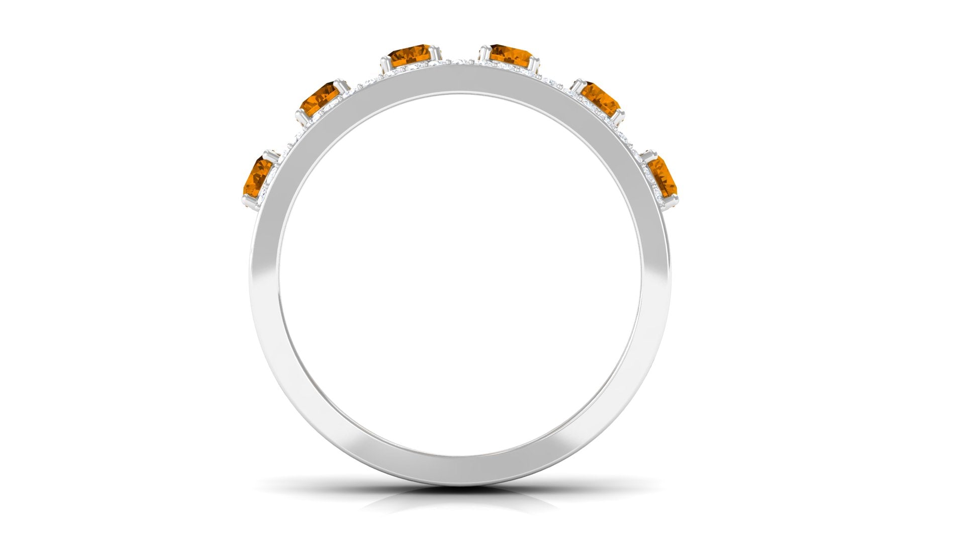 0.75 CT Real Citrine Anniversary Ring with Moissanite Accent Citrine - ( AAA ) - Quality - Rosec Jewels