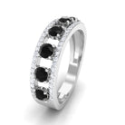 3/4 CT Black Spinel Anniversary Band Ring with Diamond Black Spinel - ( AAA ) - Quality - Rosec Jewels