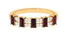 Garnet and Diamond Wide Half Eternity Band Ring Garnet - ( AAA ) - Quality - Rosec Jewels