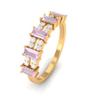 Natural Pink Tourmaline Wide Half Eternity Ring with Diamond Pink Tourmaline - ( AAA ) - Quality - Rosec Jewels