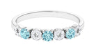 Aquamarine and Diamond Semi Eternity Ring Aquamarine - ( AAA ) - Quality - Rosec Jewels