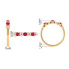 Natural Ruby Half Eternity Ring with Diamond Ruby - ( AAA ) - Quality - Rosec Jewels