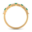 Contemporary Half Eternity Ring with Emerald and Moissanite Emerald - ( AAA ) - Quality - Rosec Jewels