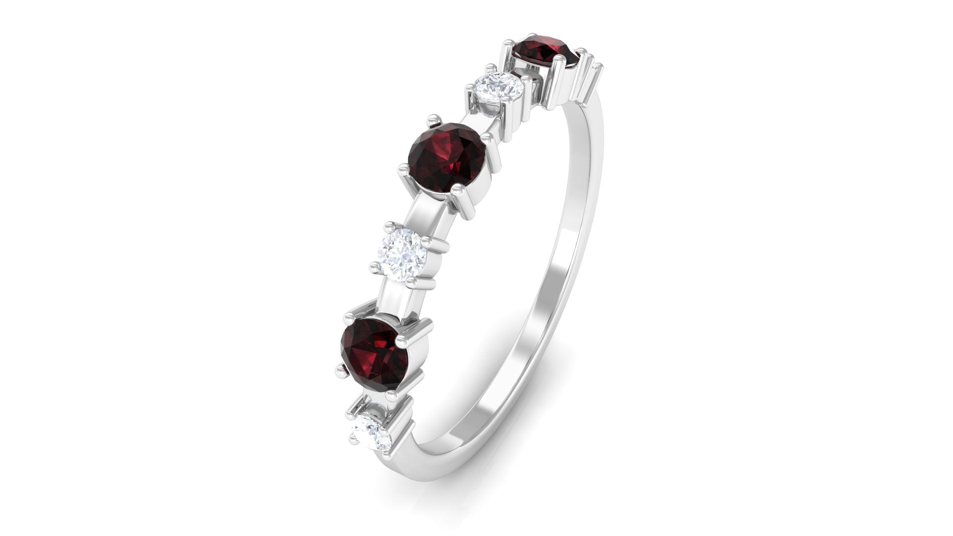 Garnet Eternity Wedding Band with Diamond Garnet - ( AAA ) - Quality - Rosec Jewels