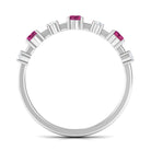 Pink Tourmaline and Diamond Half Eternity Ring Pink Tourmaline - ( AAA ) - Quality - Rosec Jewels