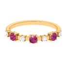 Pink Tourmaline and Diamond Half Eternity Ring Pink Tourmaline - ( AAA ) - Quality - Rosec Jewels