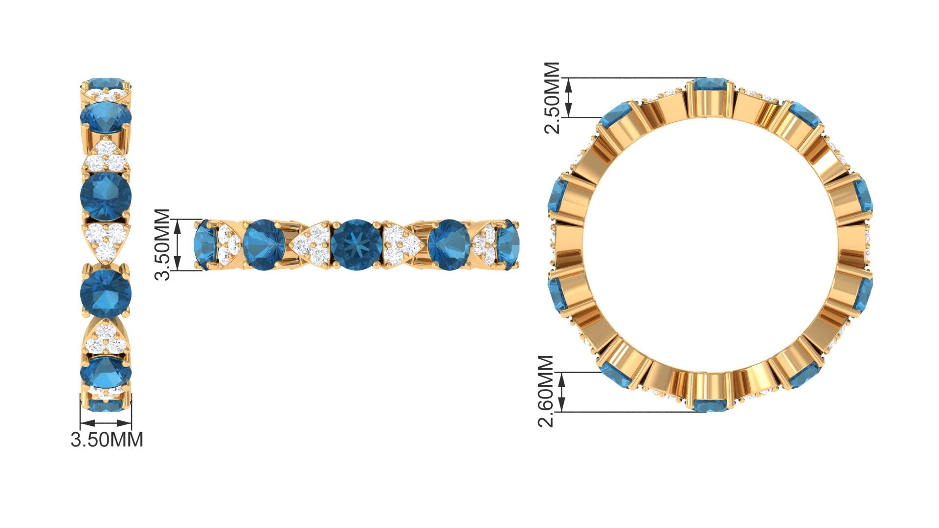 Designer London Blue Topaz and Diamond Eternity Ring London Blue Topaz - ( AAA ) - Quality - Rosec Jewels