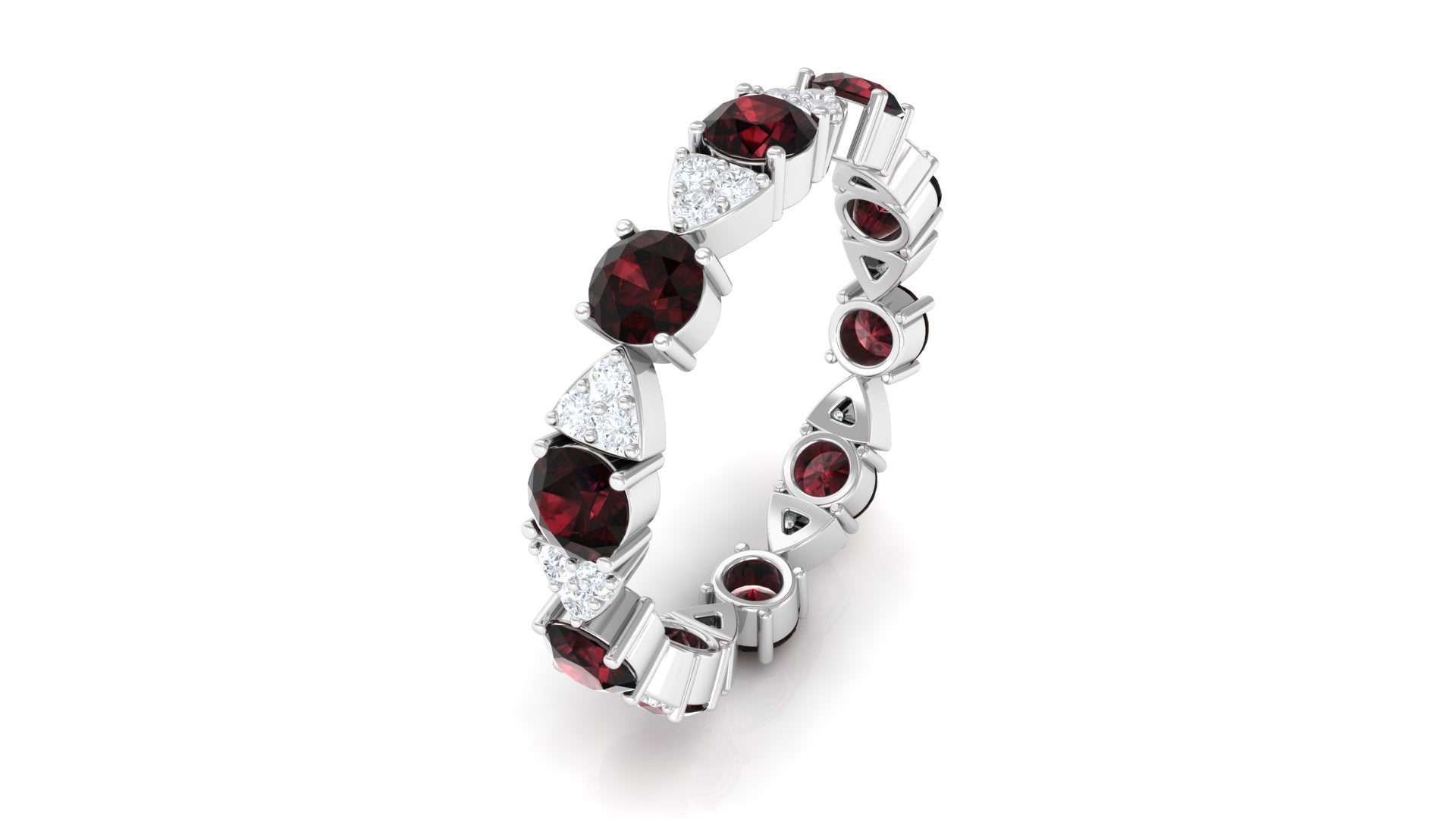 Designer Garnet and Diamond Eternity Ring Garnet - ( AAA ) - Quality - Rosec Jewels