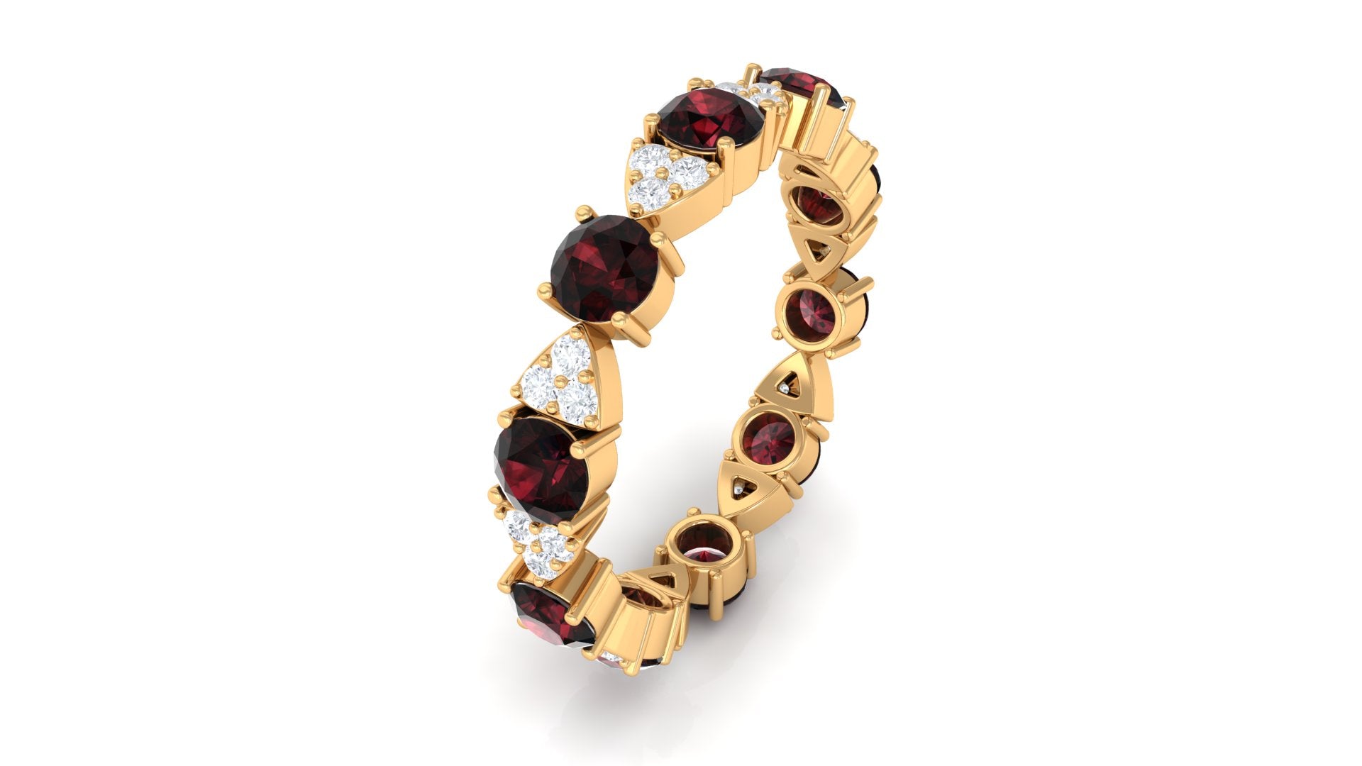 Designer Garnet and Diamond Eternity Ring Garnet - ( AAA ) - Quality - Rosec Jewels