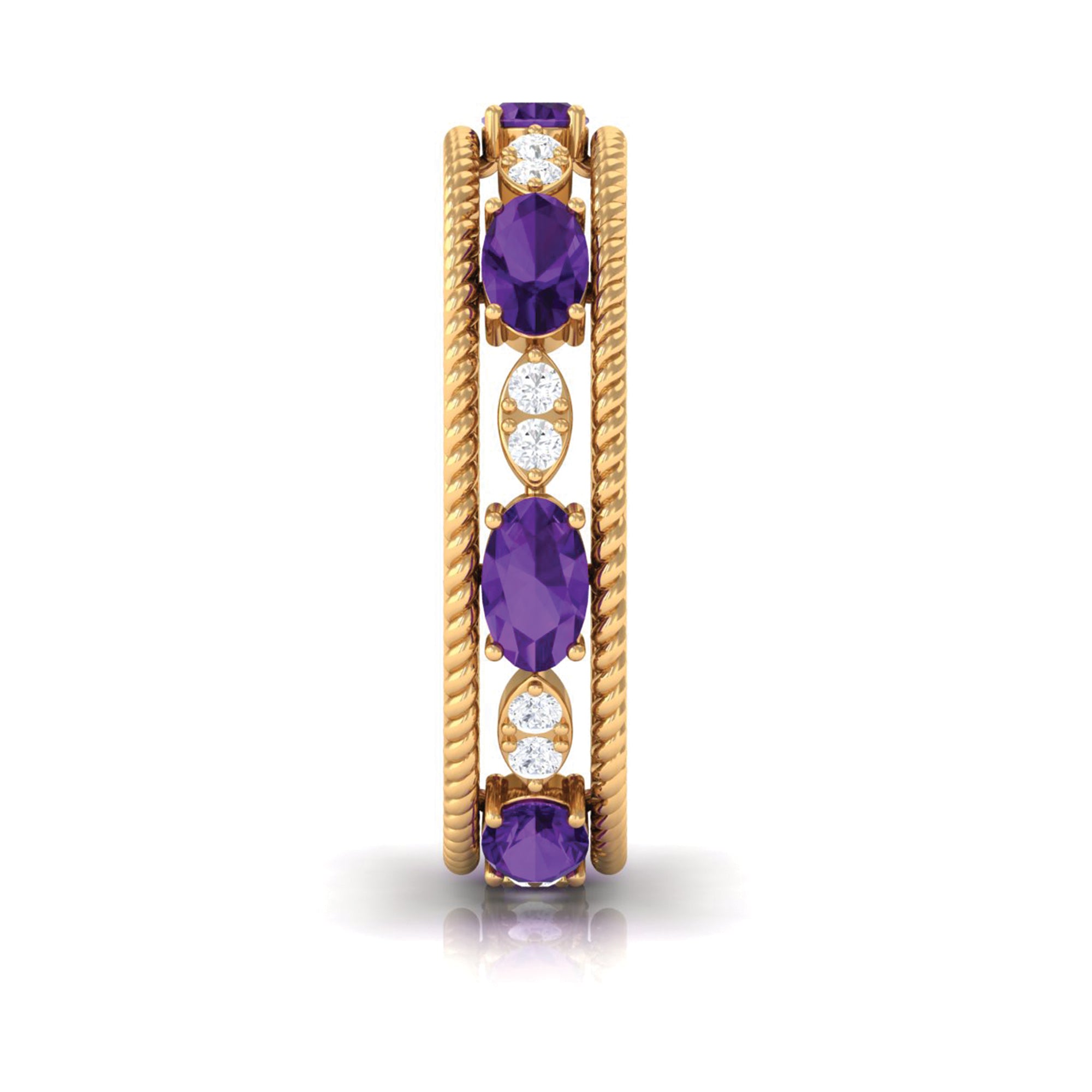 Real Amethyst and Diamond Eternity Band Ring Amethyst - ( AAA ) - Quality - Rosec Jewels