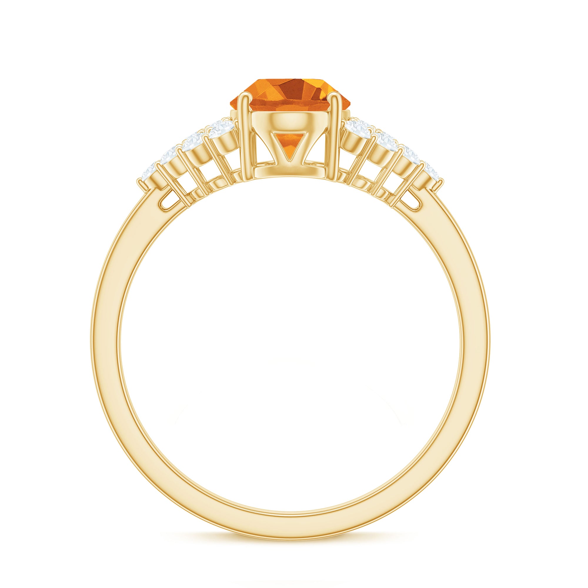 1.75 CT Oval Cut Citrine Solitaire Ring with Diamond Accent Citrine - ( AAA ) - Quality - Rosec Jewels